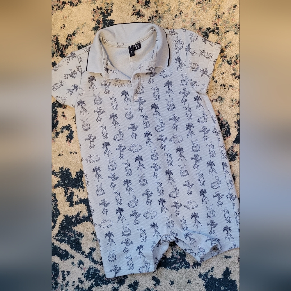 Janie and Jack Baby Romper with Bunny Print